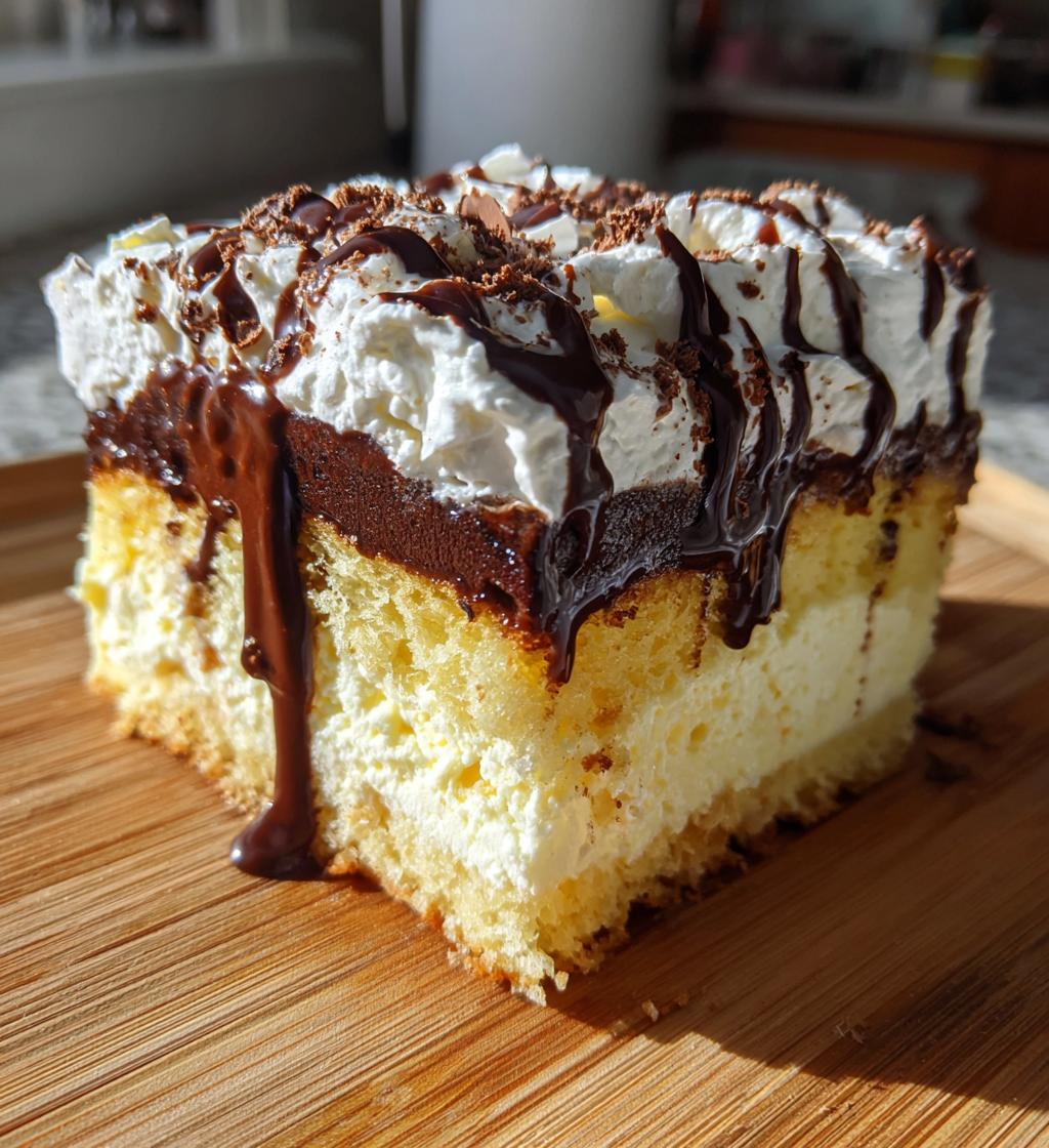 boston cream poke cake