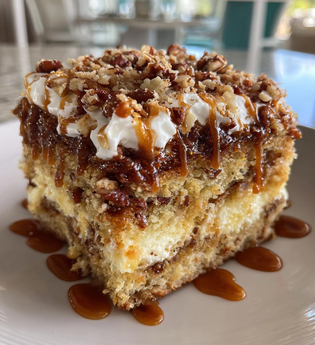 butter pecan praline poke cake