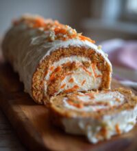 carrot cake roll with cream cheese frosting filling