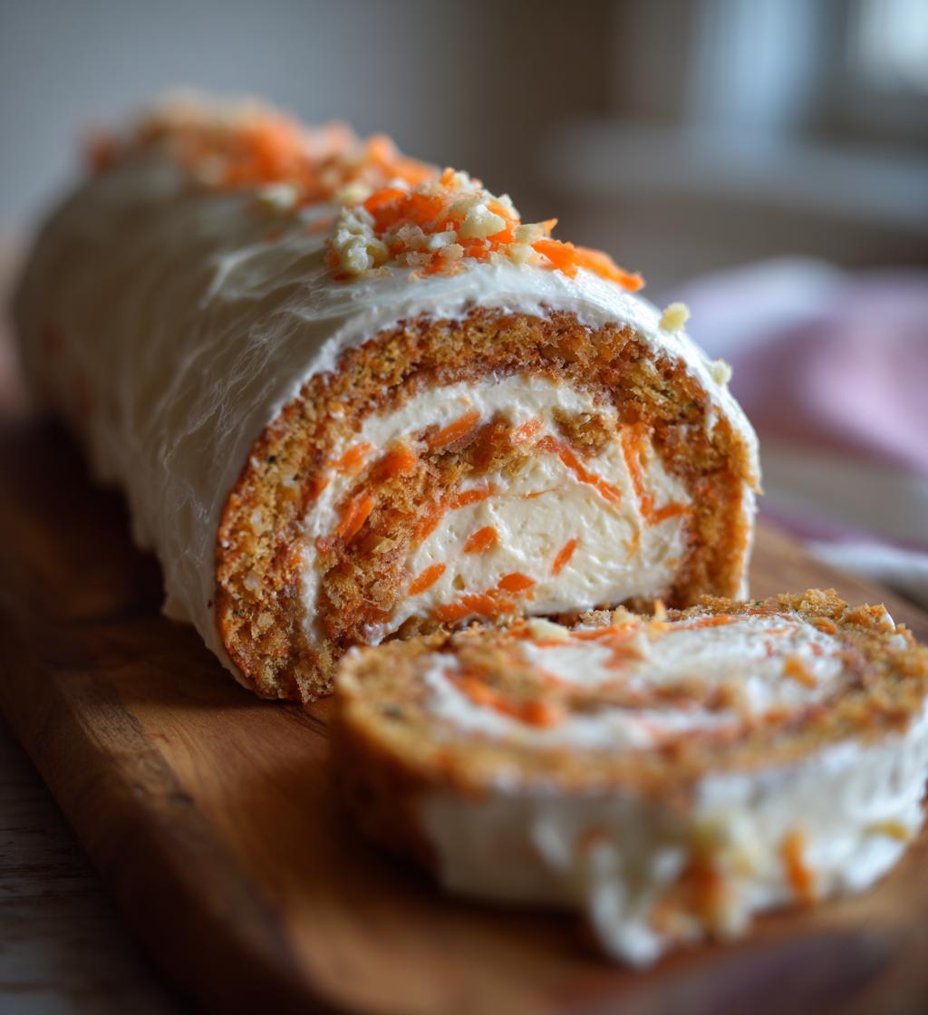 carrot cake roll with cream cheese frosting filling