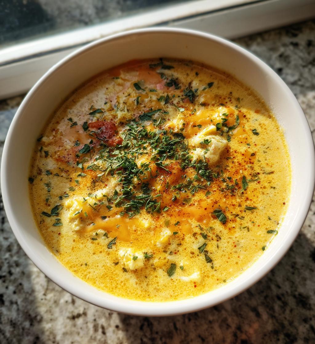 cauliflower soup with cheddar and garlic