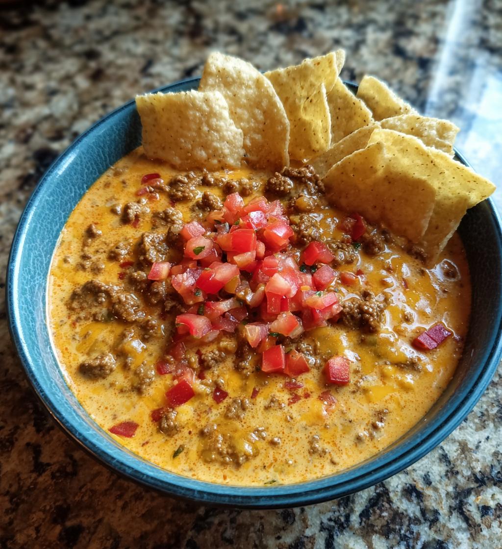 cheesy beef queso dip