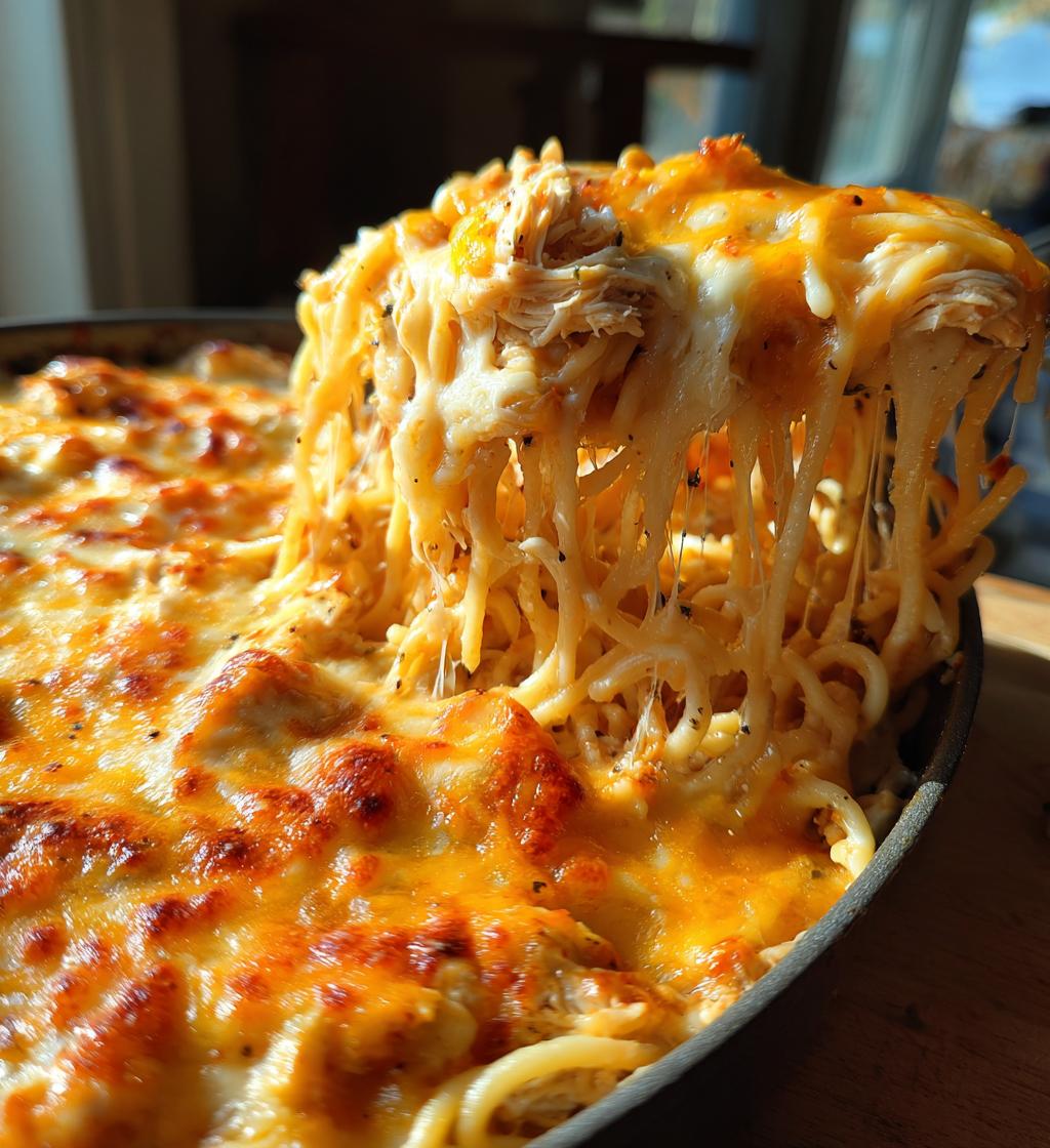 cheesy crack chicken spaghetti bake