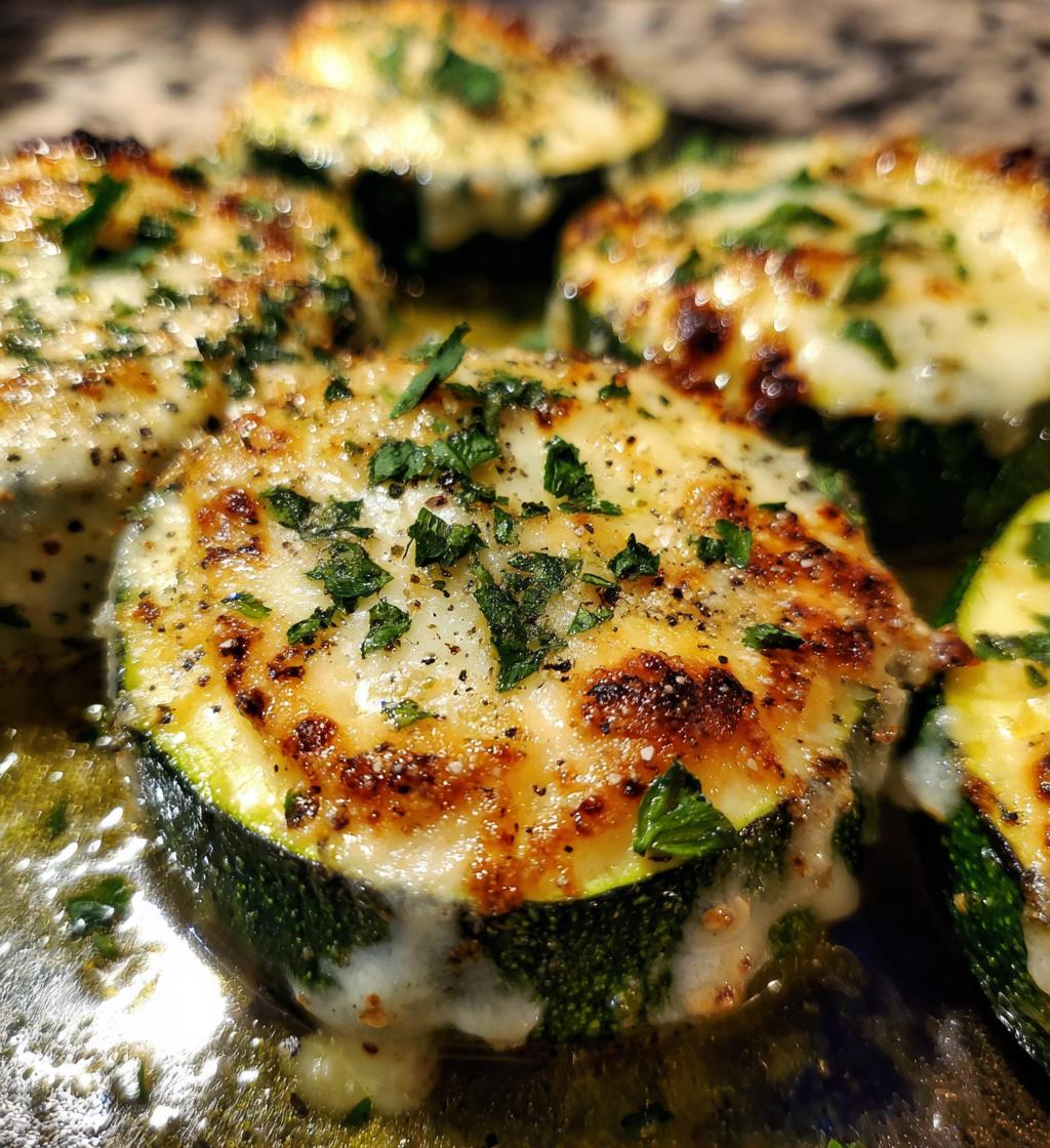 cheesy garlic zucchini steaks