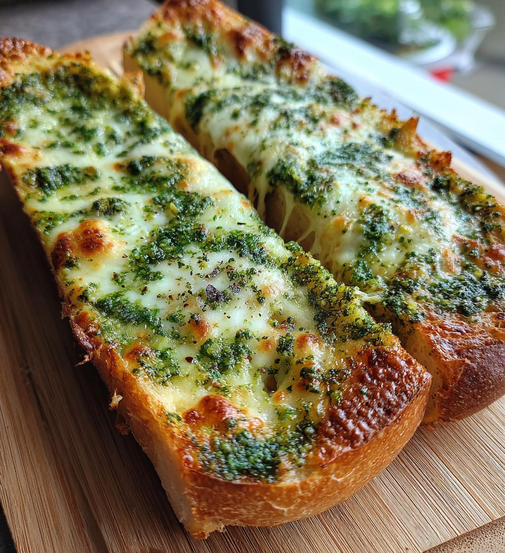 cheesy pesto garlic bread