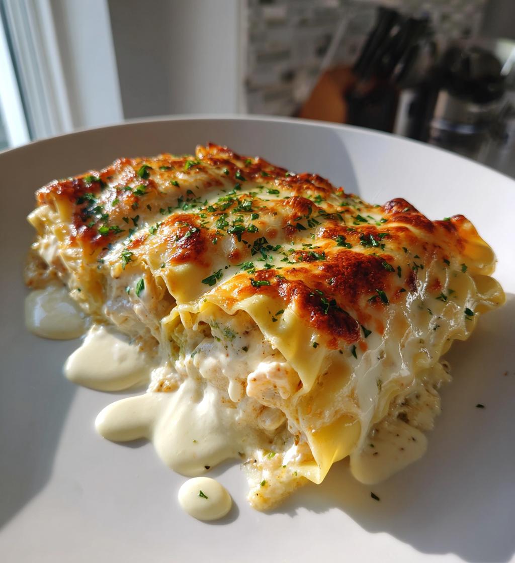 chicken alfredo lasagna rolls