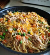 chicken pot pie noodle skillet