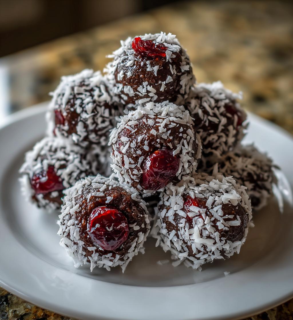 chocolate cherry coconut truffles