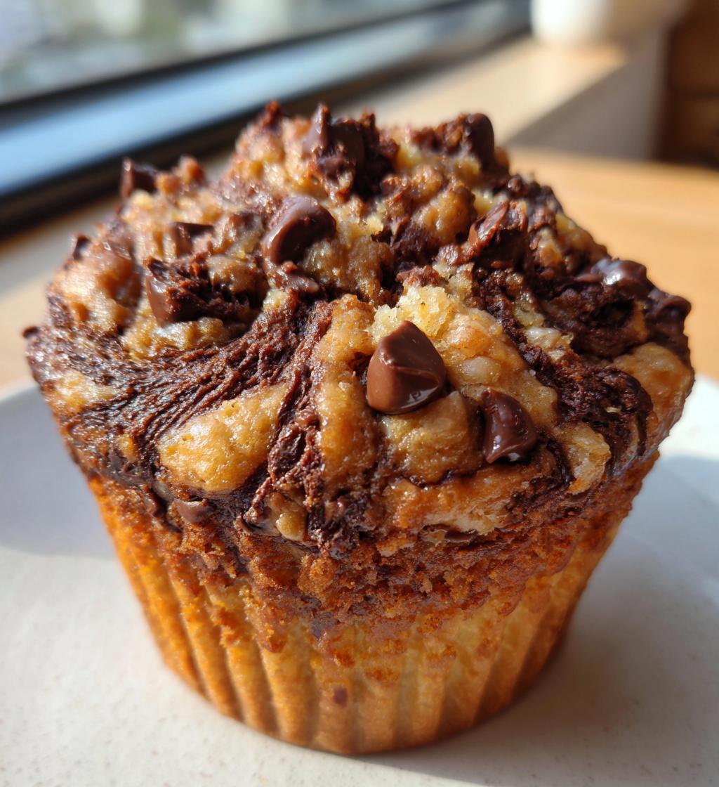 chocolate peanut butter swirl muffins