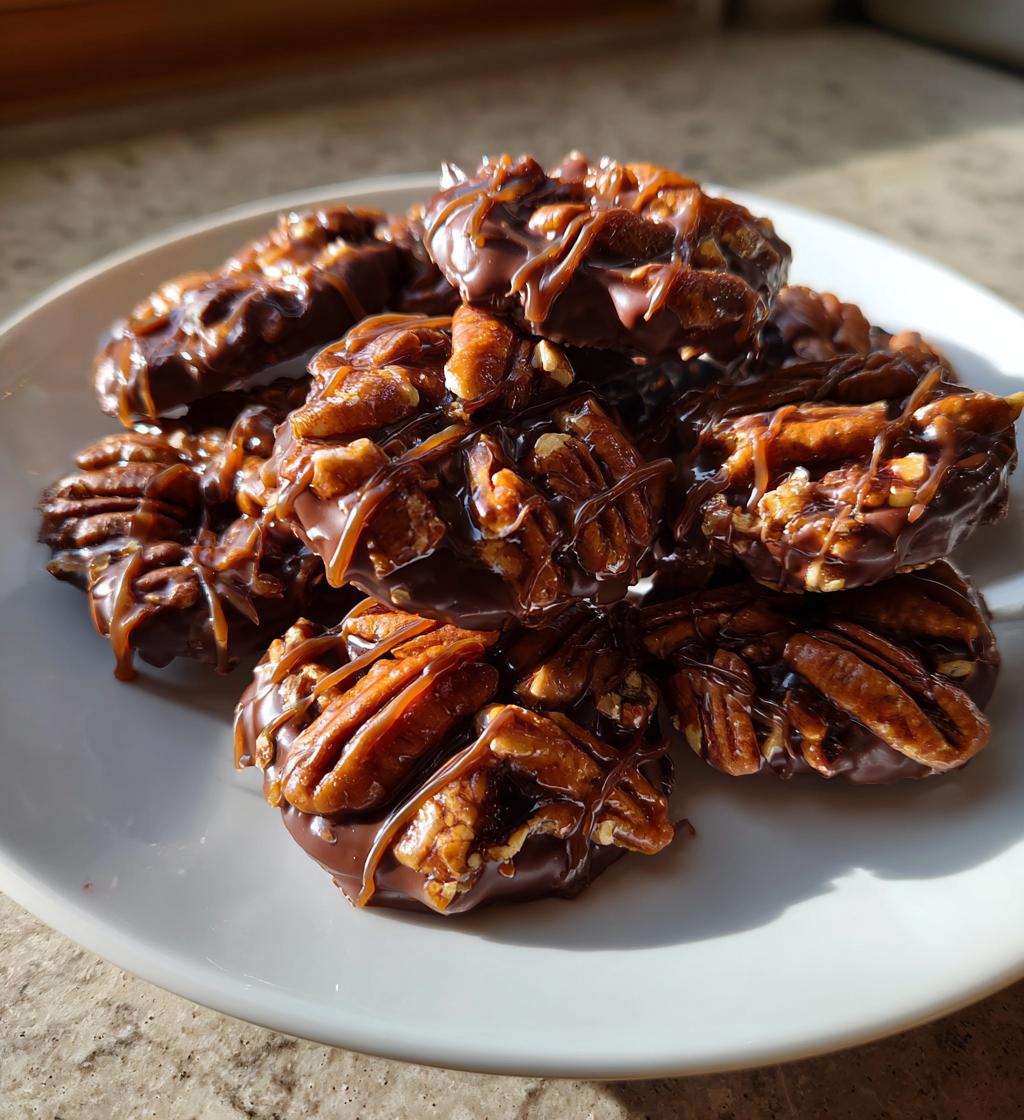 chocolate pecan turtle clusters