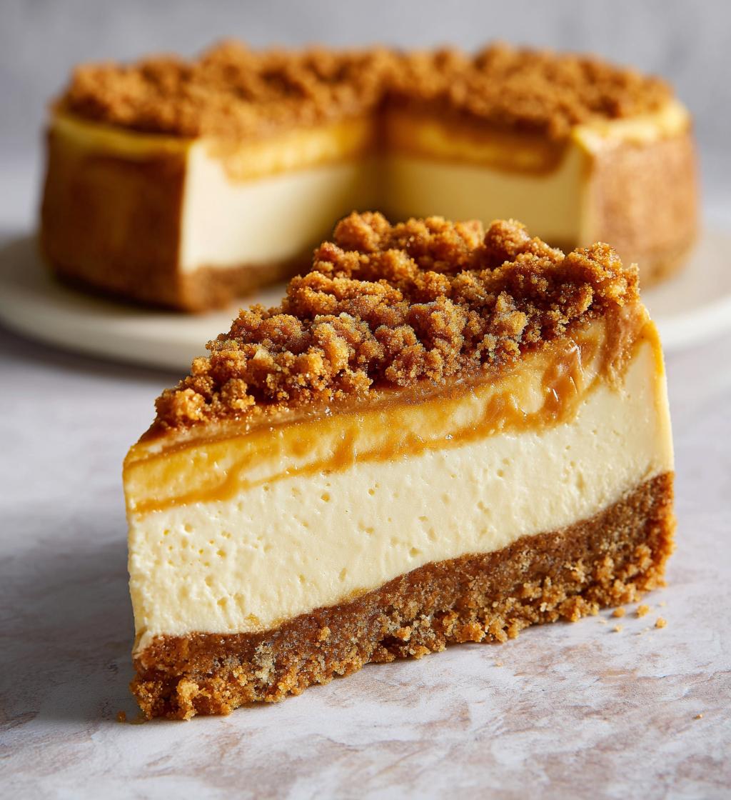 creamy butterscotch cheesecake with a buttery crumble recipe