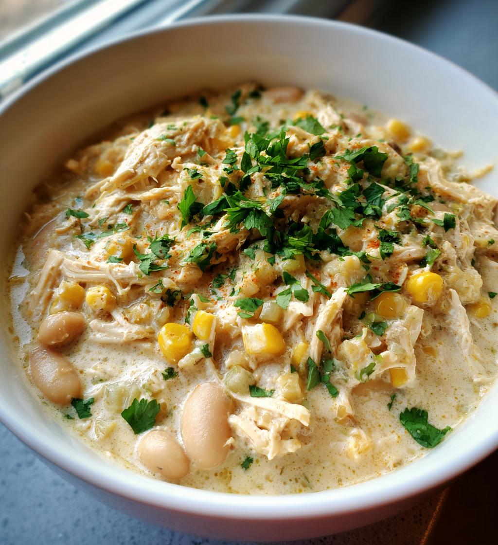 creamy crockpot white chicken chili