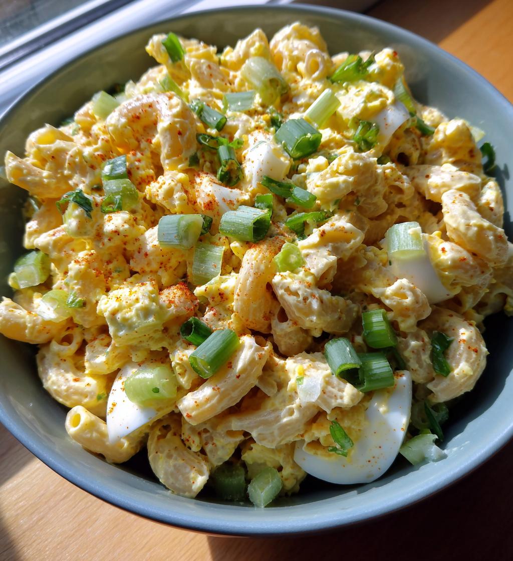 creamy deviled egg pasta salad