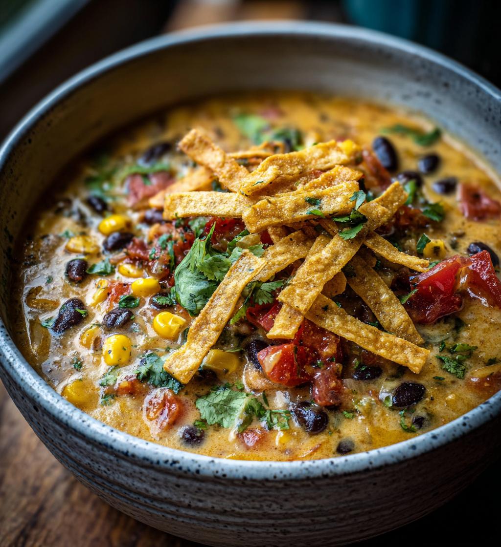 creamy vegetarian tortilla soup