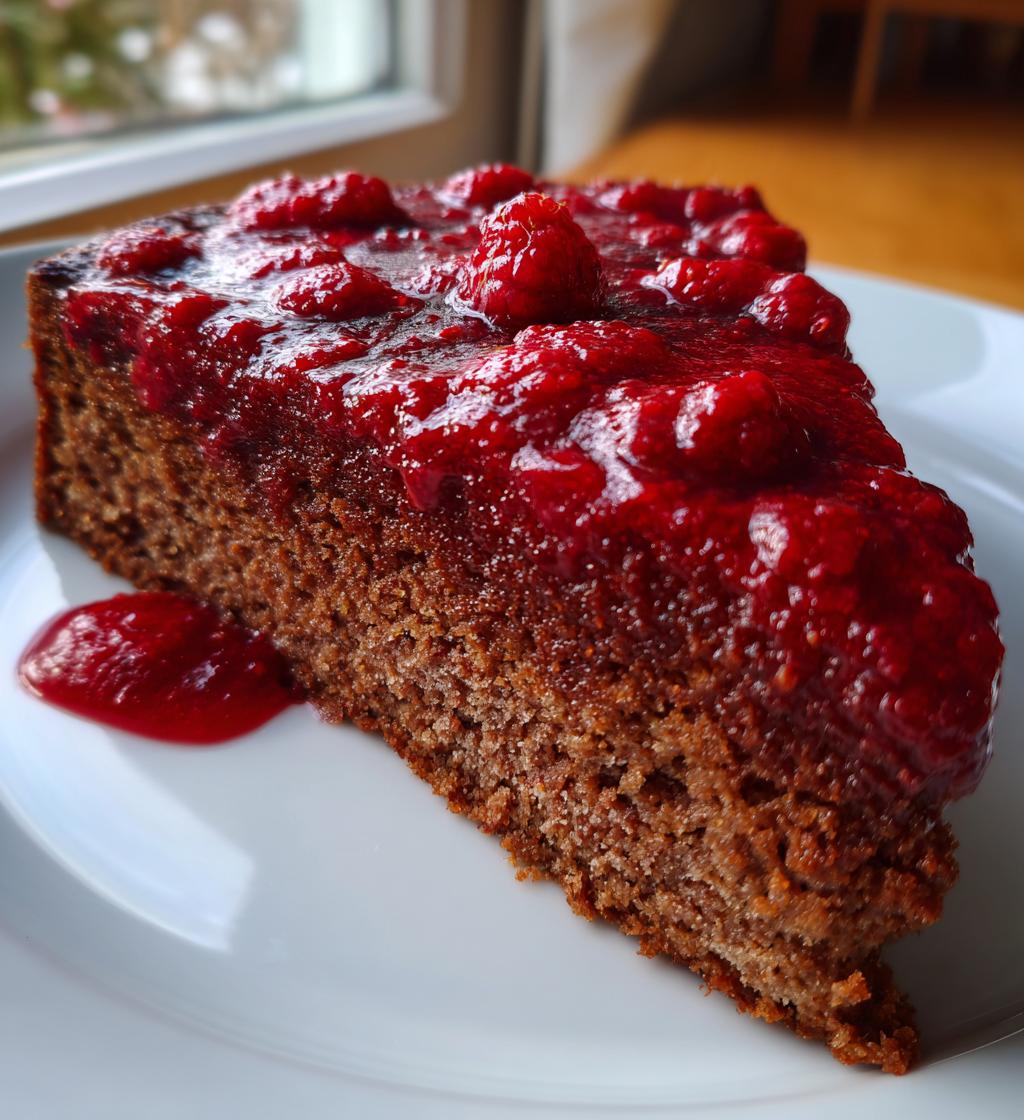 flourless almond cake with raspberry sauce