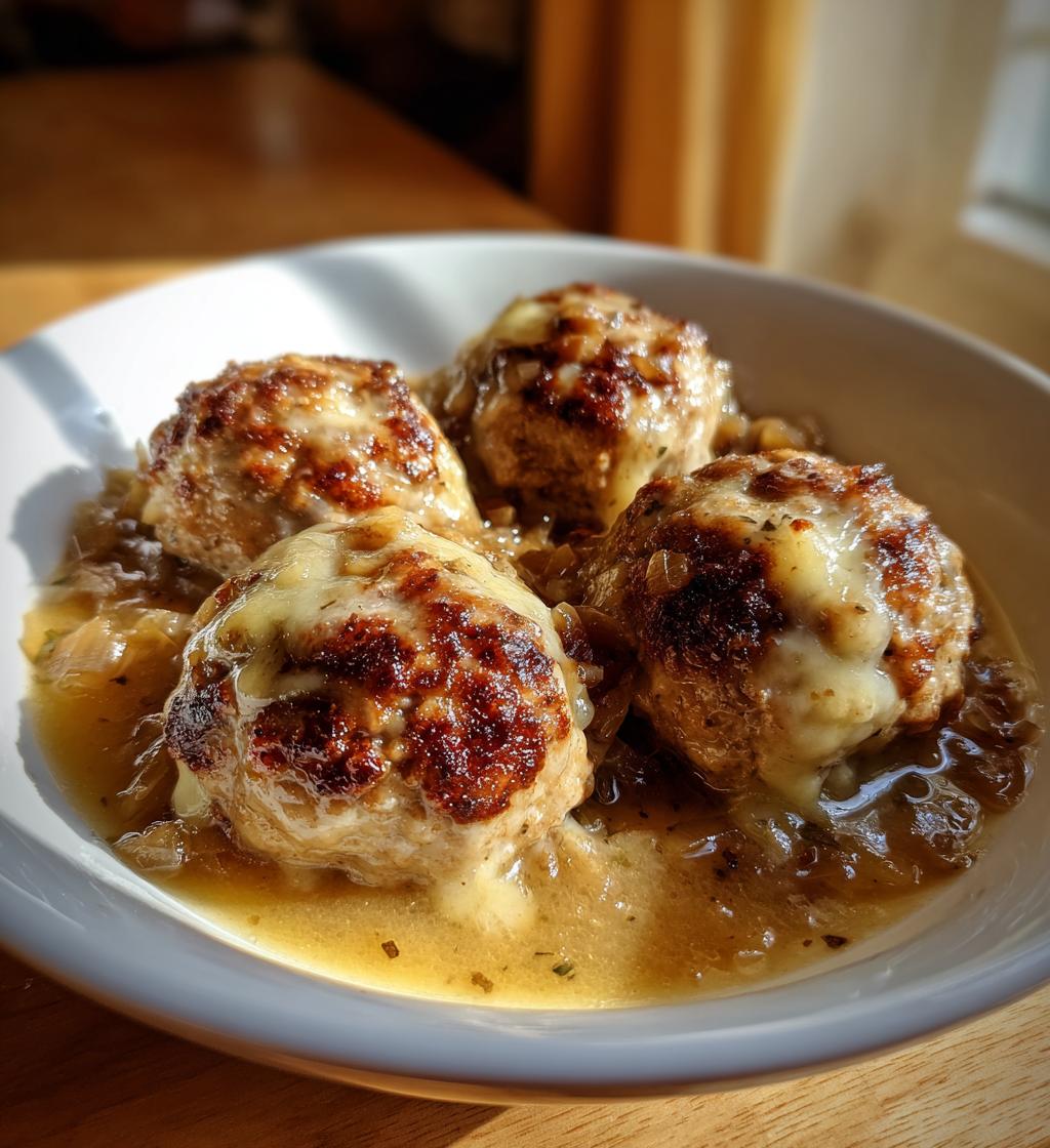 french onion meatballs