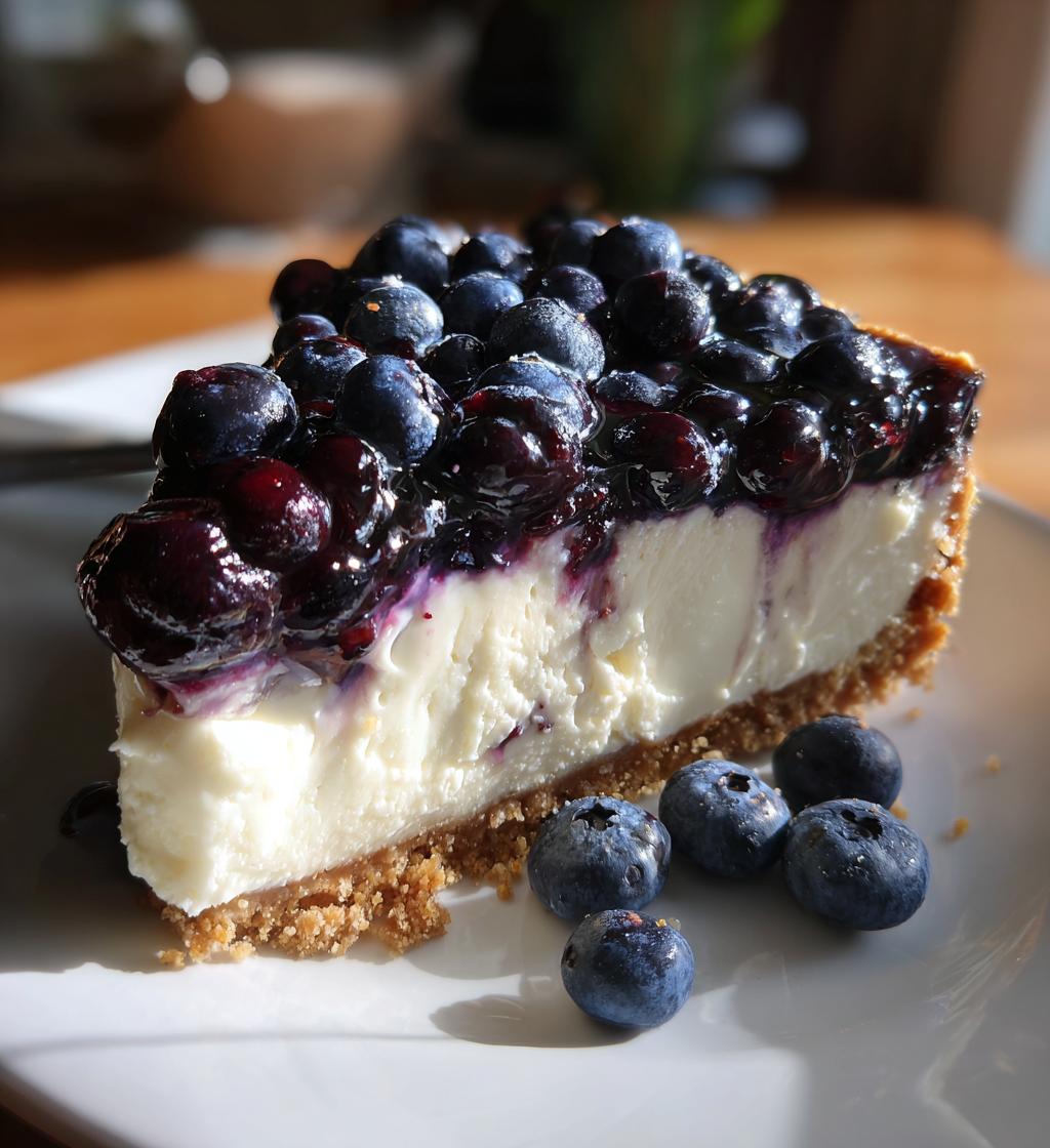 fresh blueberry cheesecake with homemade crust