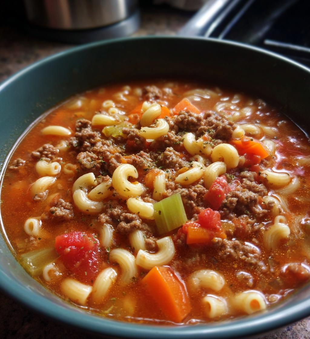 hamburger macaroni soup recipe ready in 35 mins