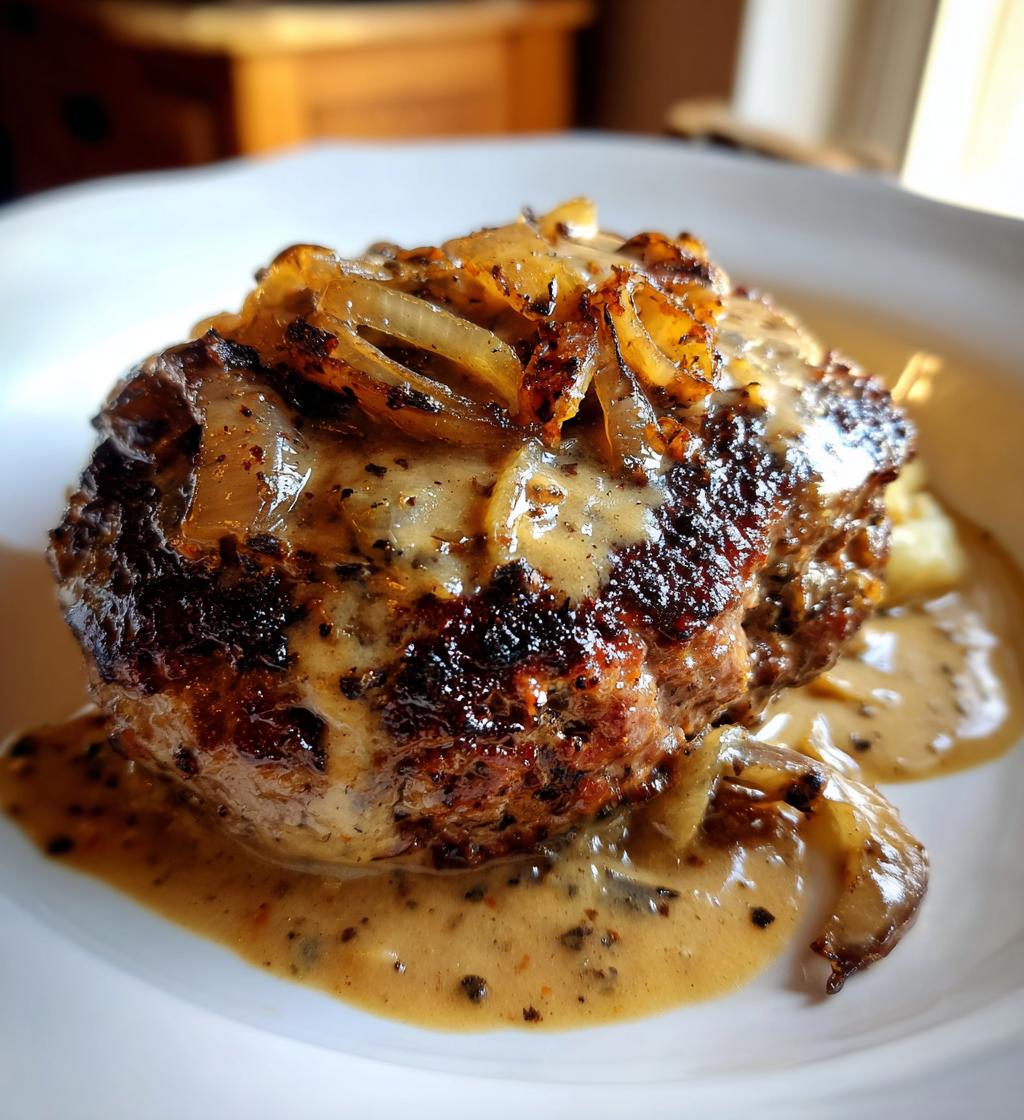 hamburger steak with creamy onion gravy