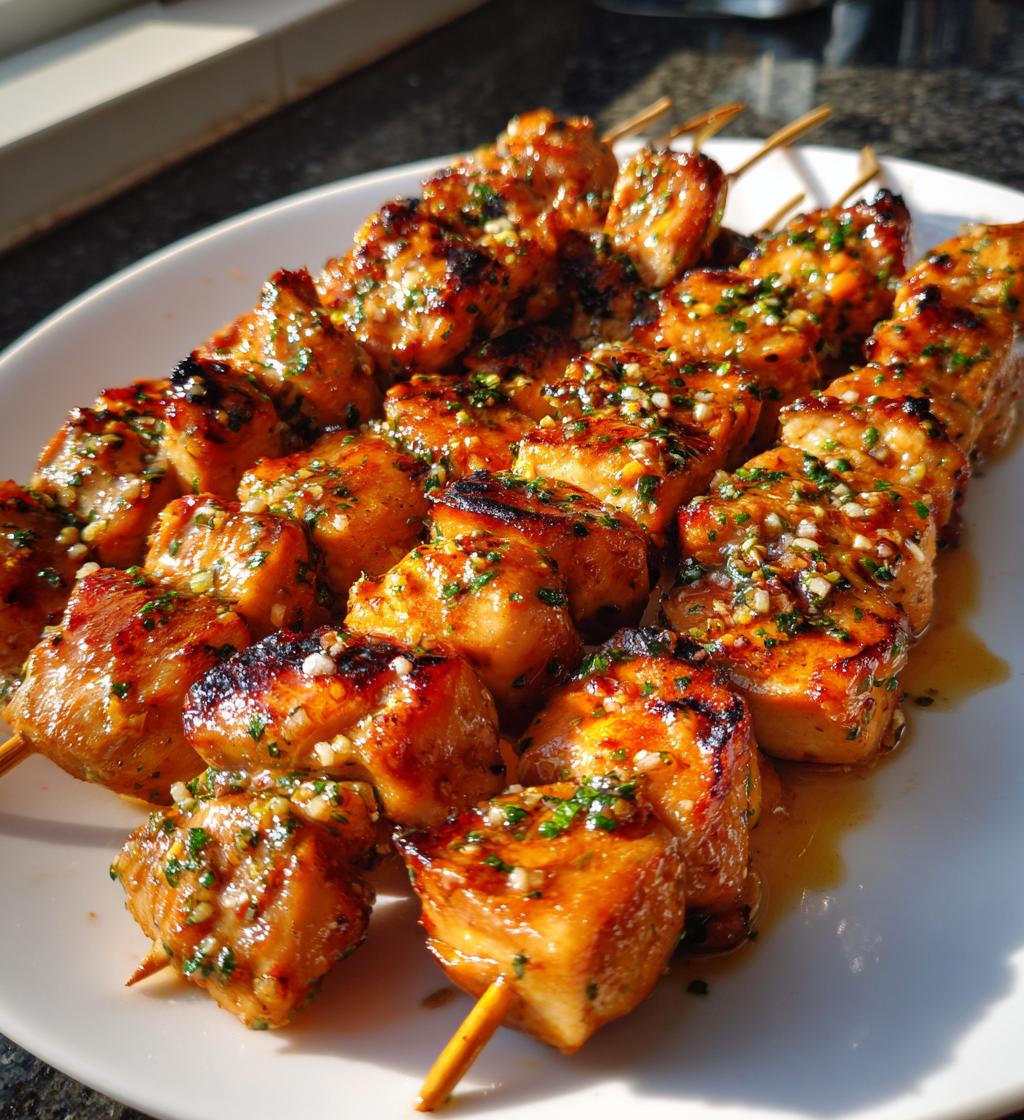 honey garlic chicken skewers