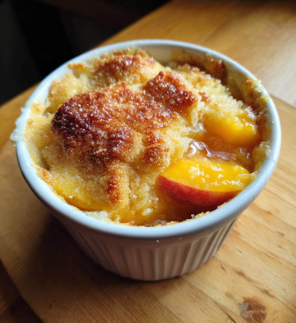 hot peach cobbler right out of the oven