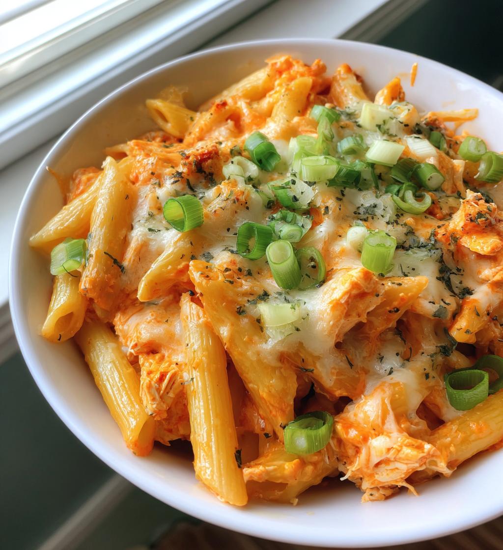 how to make dump and bake buffalo chicken pasta