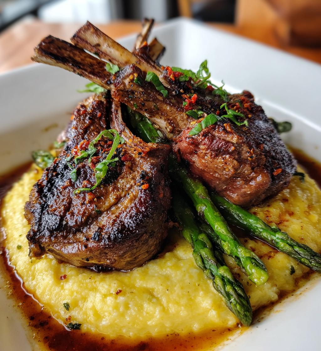 lamb chops over lobster mash with asparagus recipe