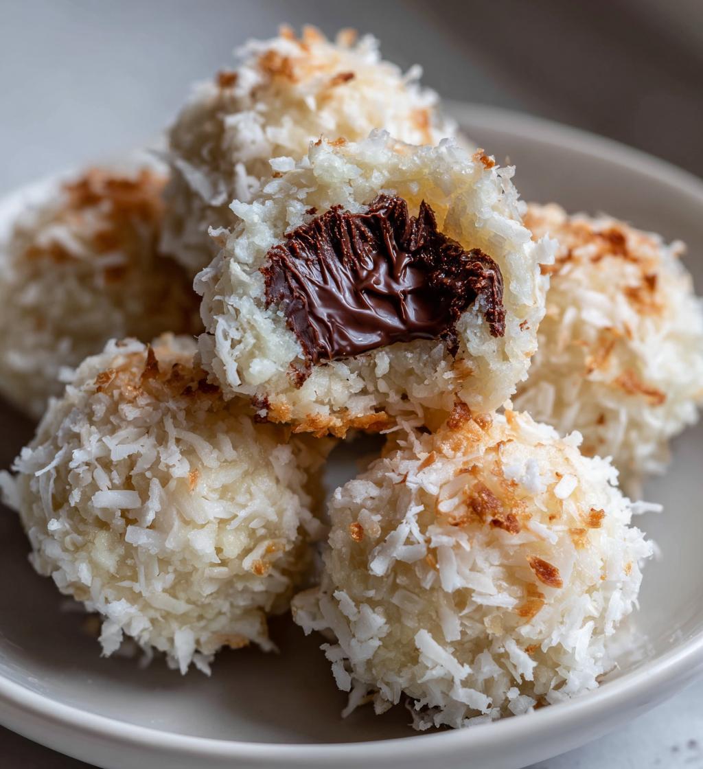 no bake coconut cookie balls chocolate centers