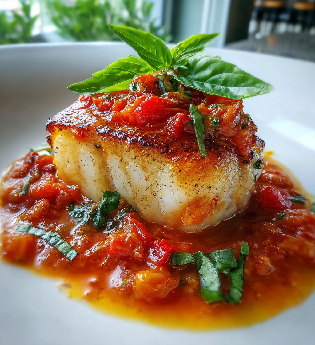 pan seared cod in white wine tomato basil sauce