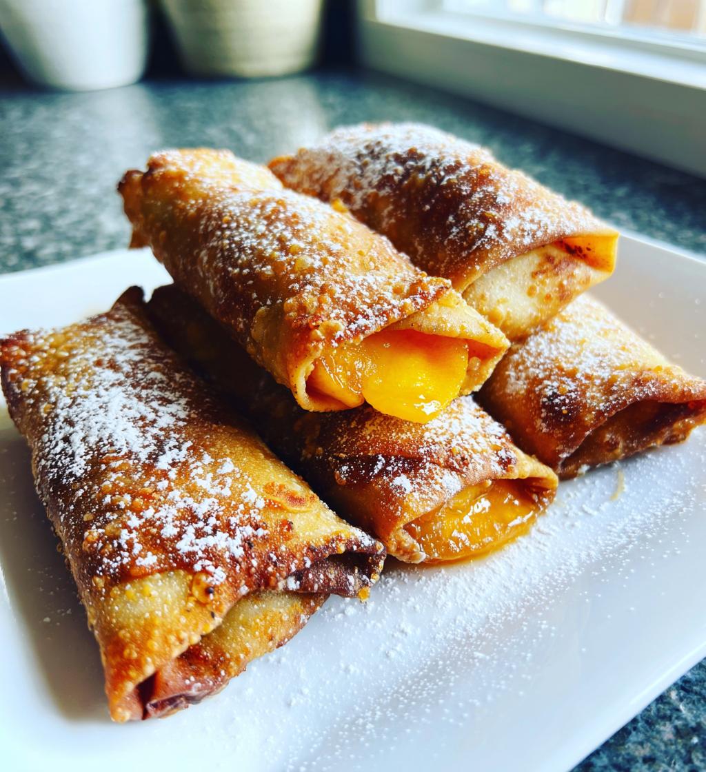 peach cobbler egg rolls