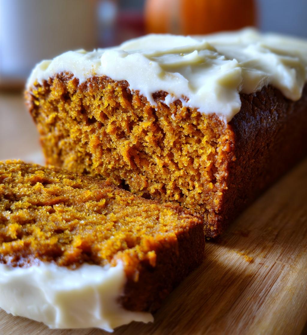 pumpkin bread with cream cheese frosting
