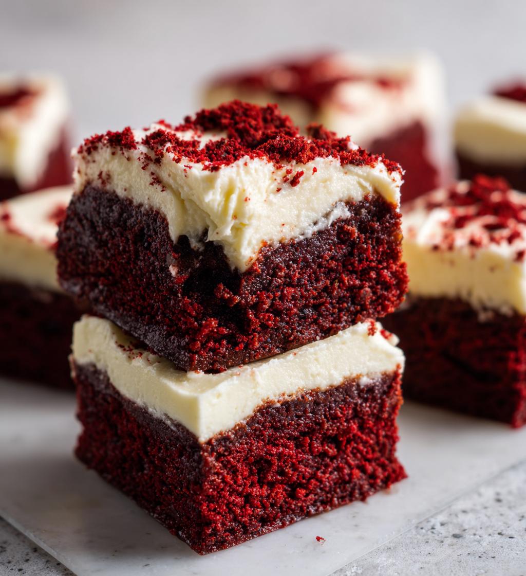 red velvet brownies with cream cheese frosting