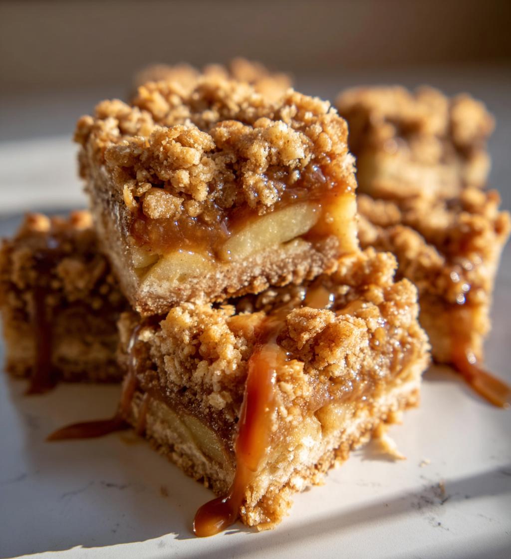 salted caramel apple crumble bars