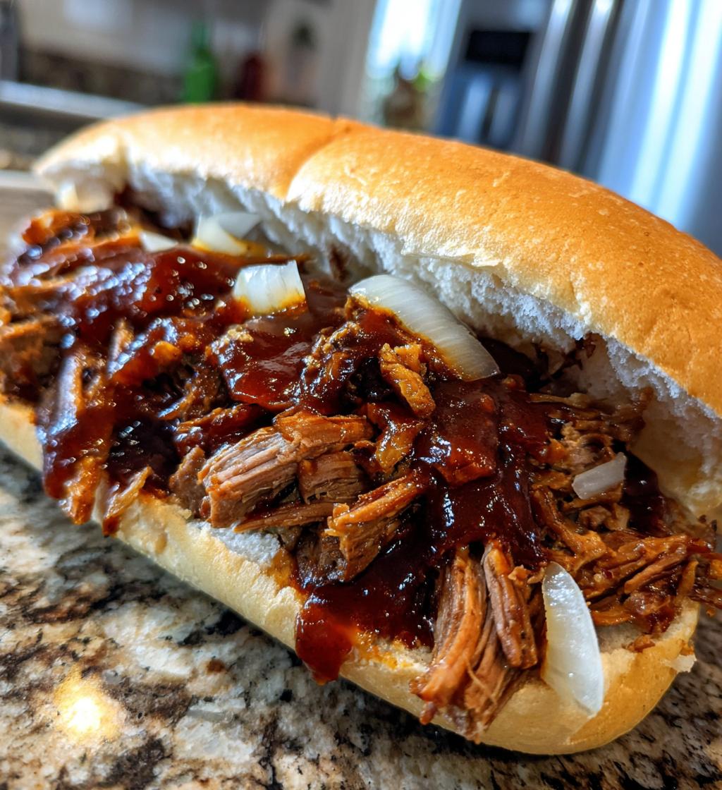 slow cooker shredded beef sandwiches