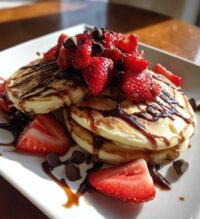 strawberry chocolate chip pancakes