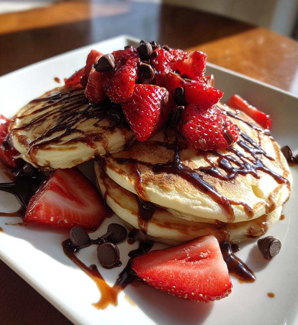 strawberry chocolate chip pancakes