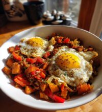 sweet potato hash with eggs