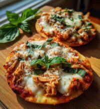 tuscan garlic chicken pita pizzas