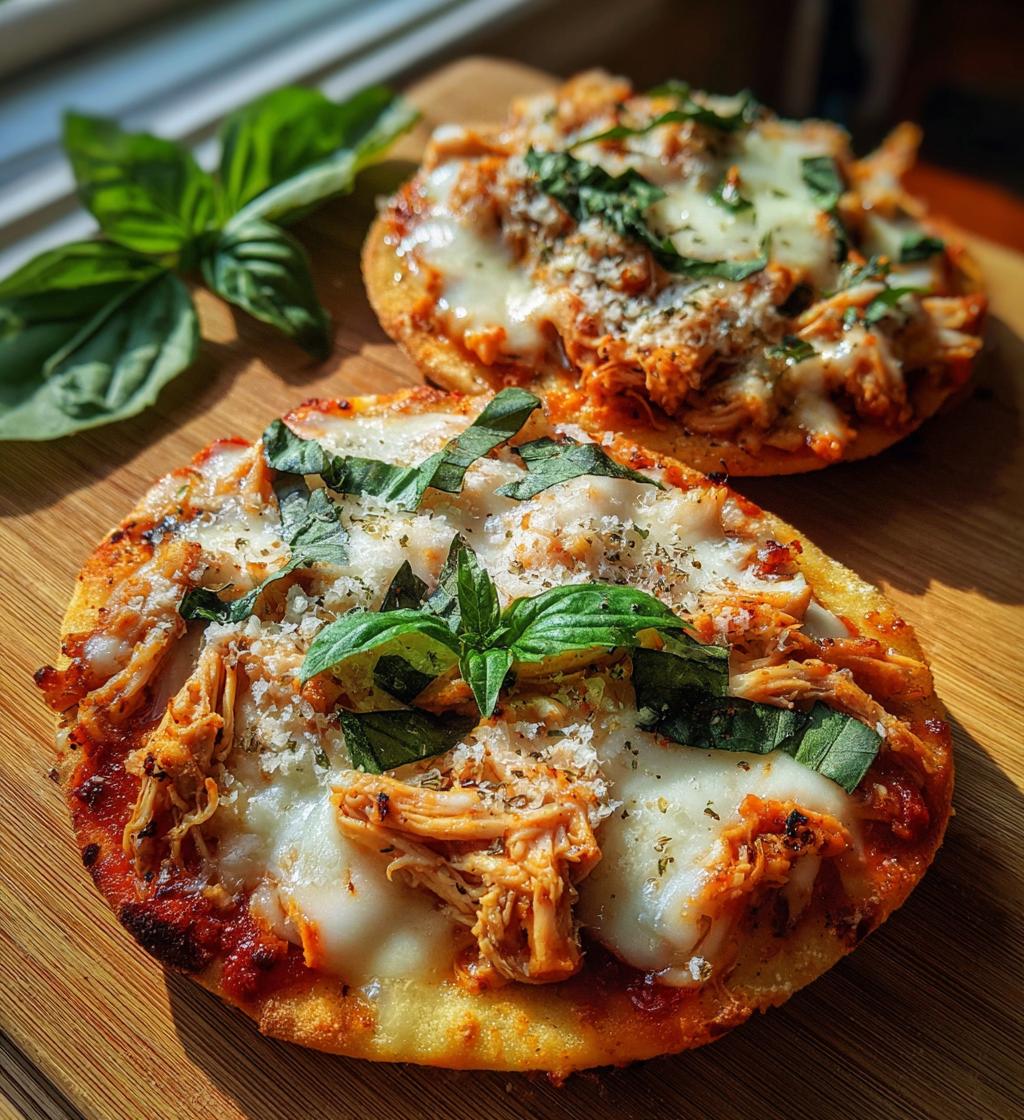 tuscan garlic chicken pita pizzas