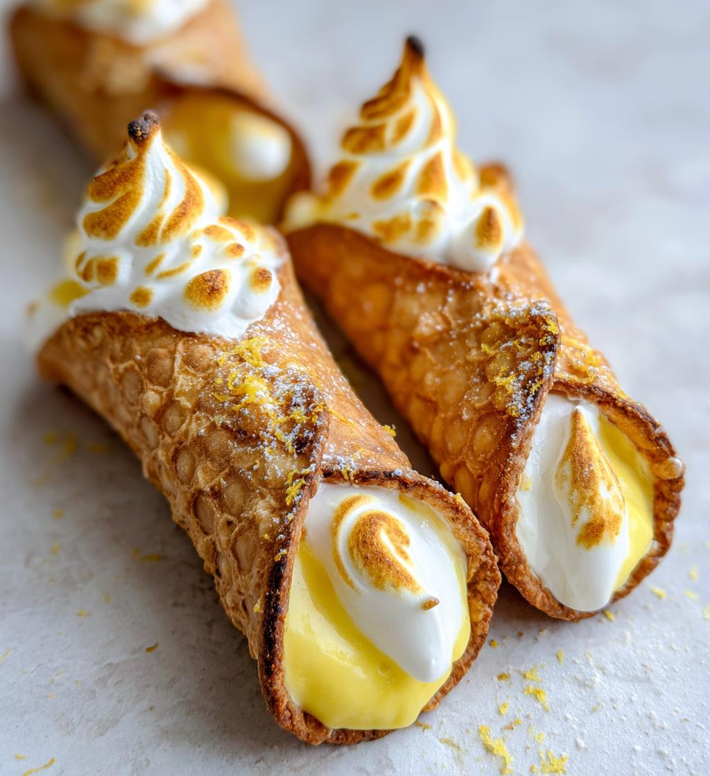 zesty lemon meringue pie cannolis