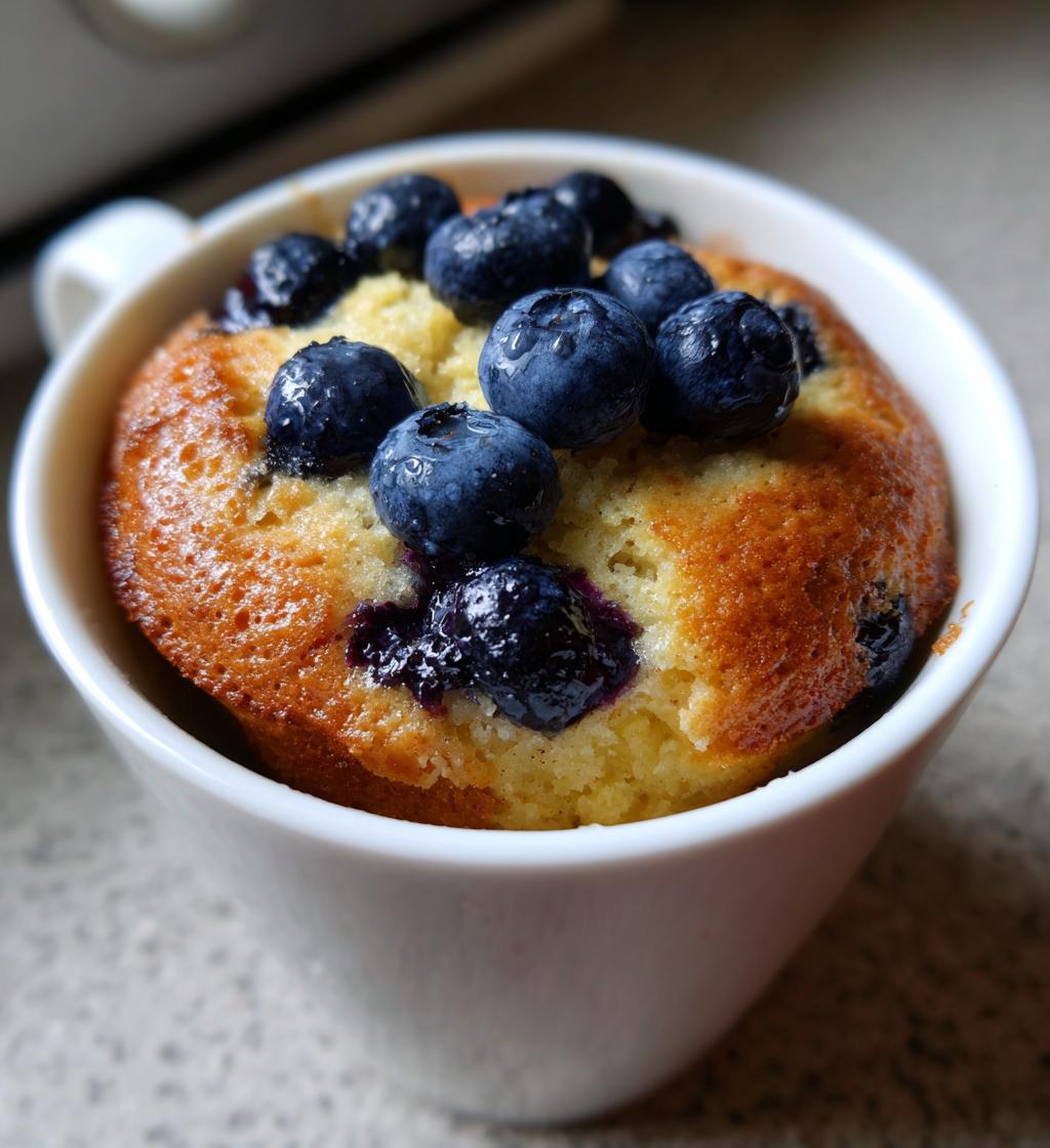 blueberry muffin in a mug