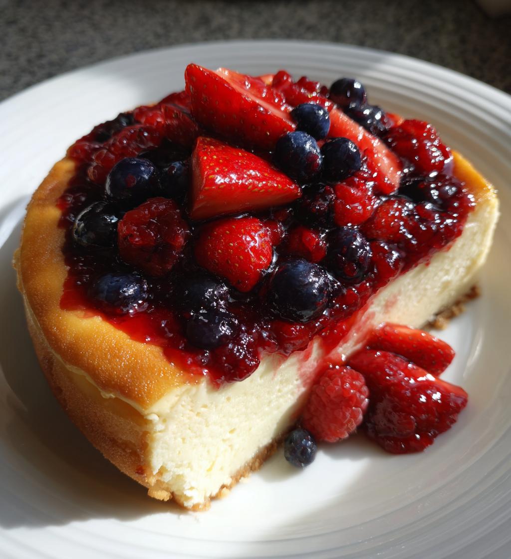 cheesecake with berry compote