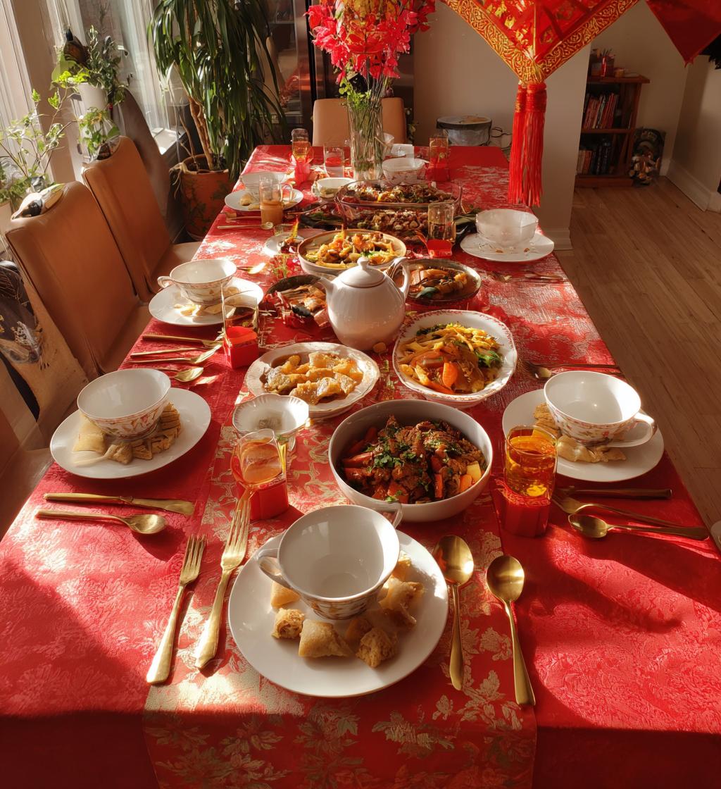 chinese new year dinner table