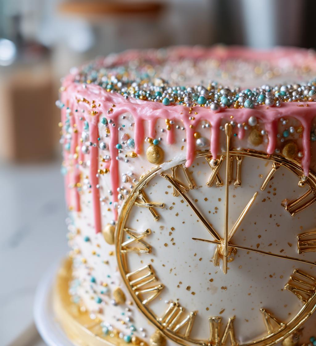 clock cake new years eve