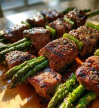 grilled steak and asparagus kabobs