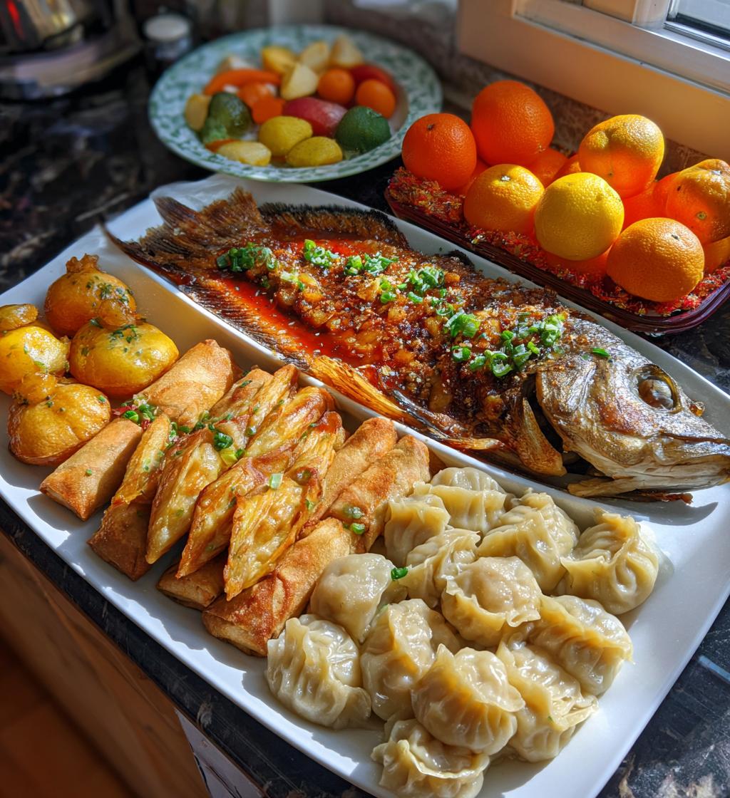 traditional chinese new year food display