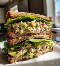 tuna salad sandwich with avocado