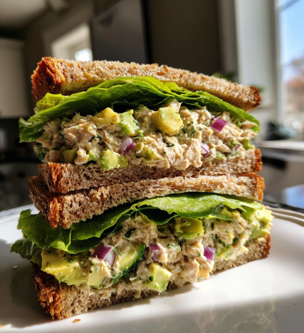 tuna salad sandwich with avocado