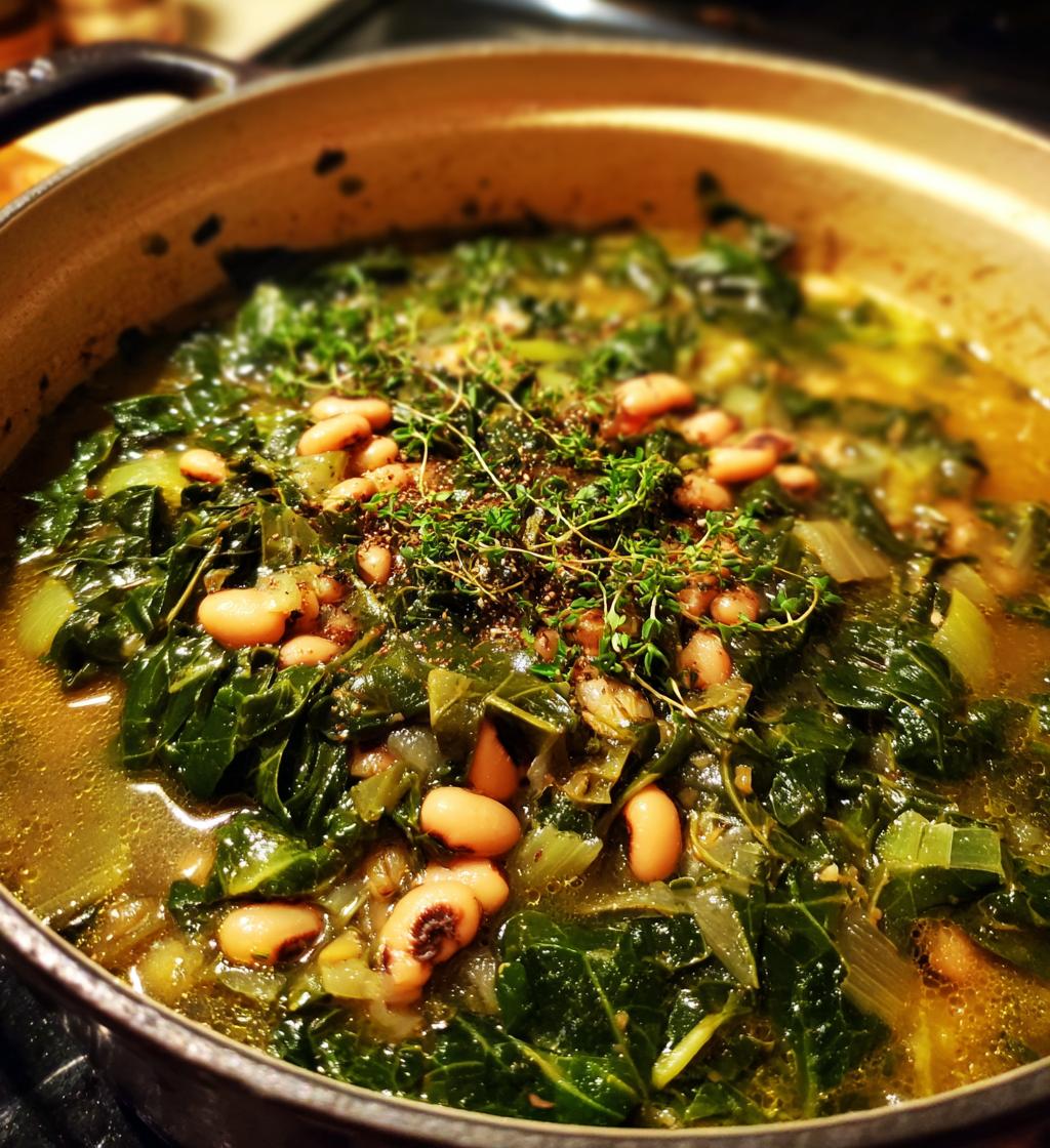 black eyed pea and collard green soup