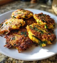 black-eyed pea fritters with greens